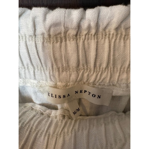 White 100% Linen Cargo Pants Paperbag Waist Size M Claudie Melissa Nepton - Picture 4 of 6